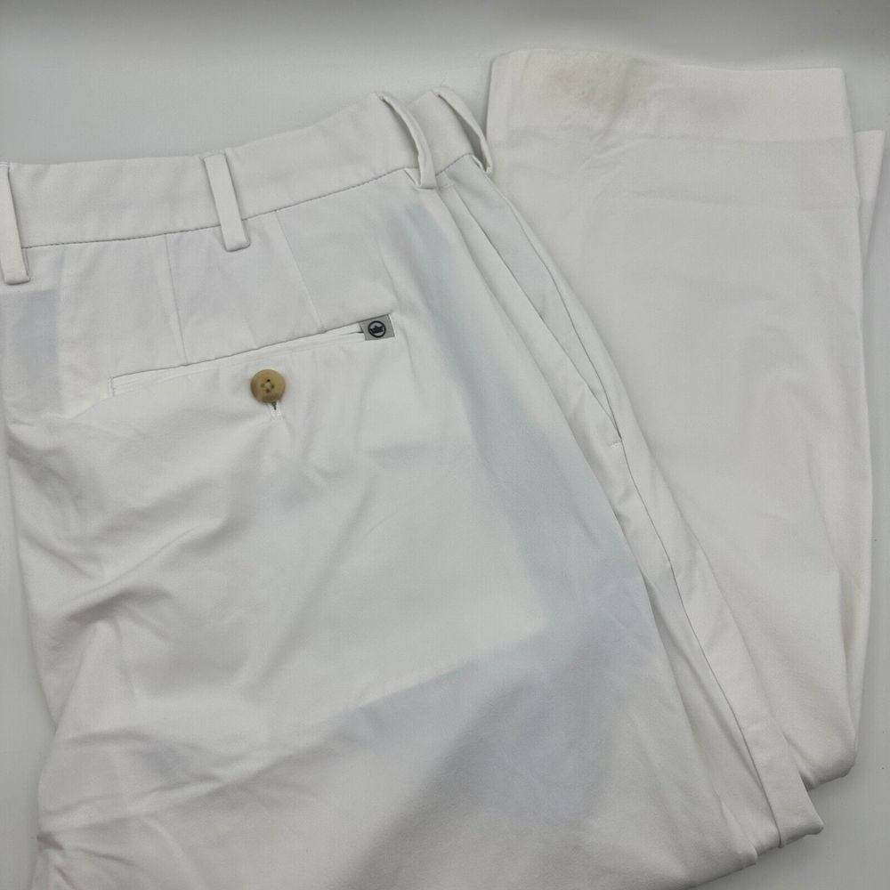 Peter Millar Crown Crafted Dress Pants Men 34‎ X 30 White Mid Rise Formal Oxford
